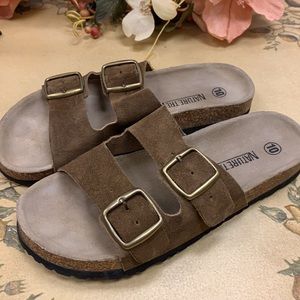 Clarks Nature Trek Suede Leather Slip On Double Strap Sandals Size 10
